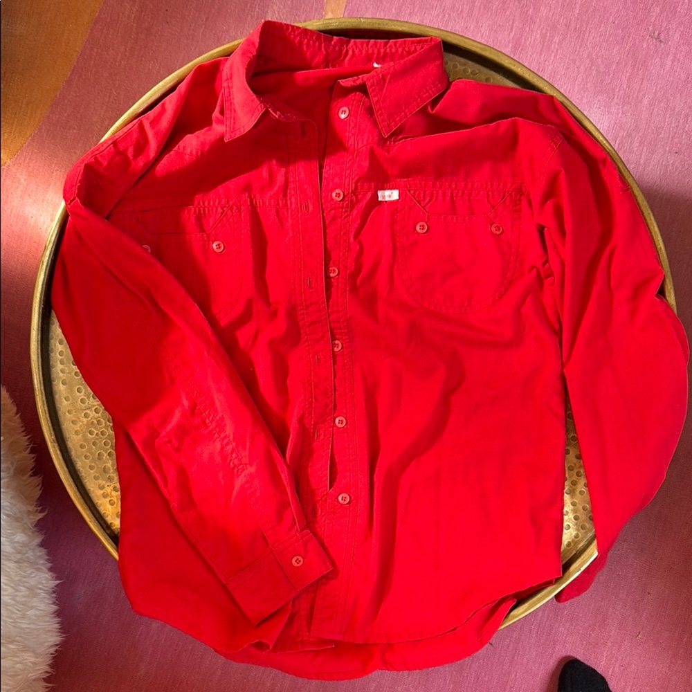 Red Button-Up Men's Shirt